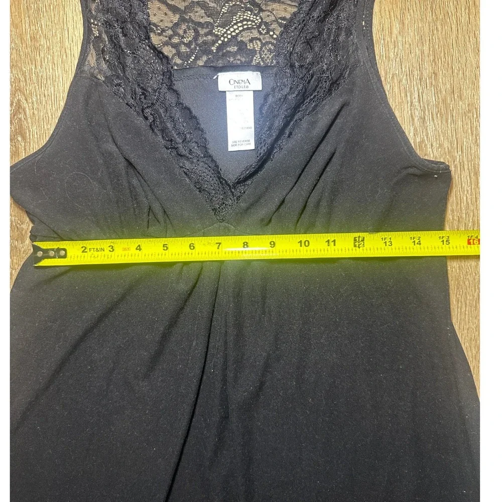 Vintage Cinema Etoile Black Goth Lace Racerback Chemise Nightgown Womens Medium